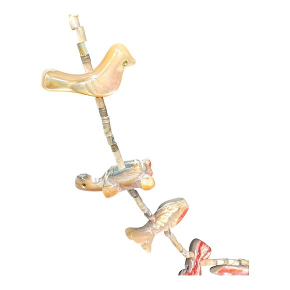 Vintage Zuni Bird Fish Fetish Necklace Matching Earrings Carved Native American - Picture 9 of 15